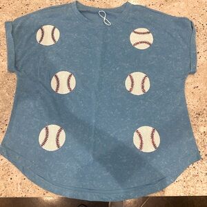 Blue baseball sequin tee.  New/Never worn.  XL